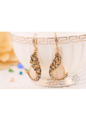 Austrian Crystal Peacocks Necklace Drop Earrings Set