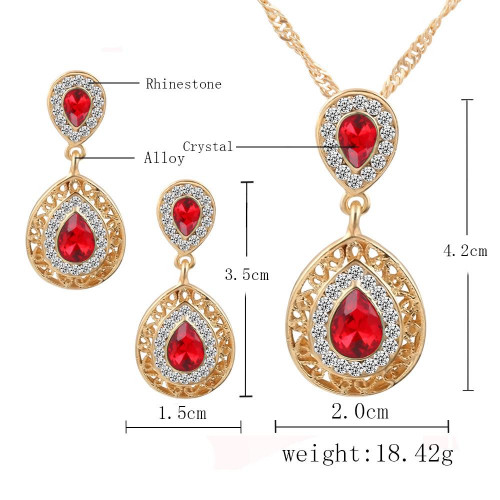 Crystal Water Drop Pendant Earrings Set