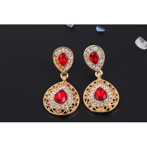 Crystal Water Drop Pendant Earrings Set