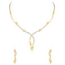 Gold Plated Striking Necklace Set Studded With Cz Stones