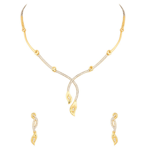 Gold Plated Striking Necklace Set Studded With Cz Stones