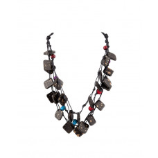 Black Multi Thread And Beaded Necklace