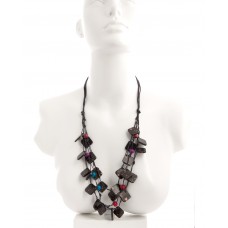 Black Multi Thread And Beaded Necklace