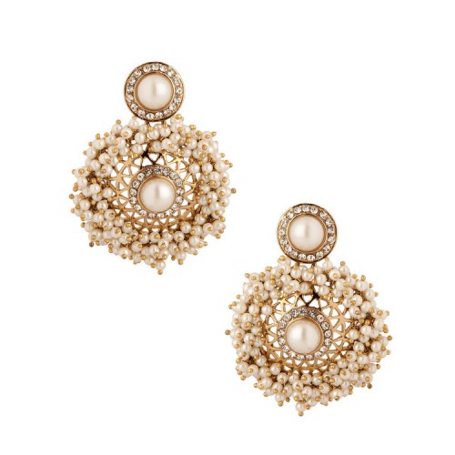 Pearl Embellished Earrings With Round Drop