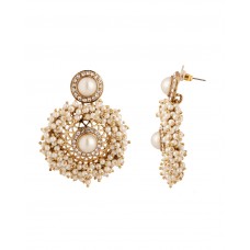 Pearl Embellished Earrings With Round Drop