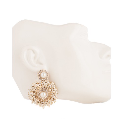 Pearl Embellished Earrings With Round Drop