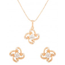 Rose Gold Floral Shaped Style Pendant Set 