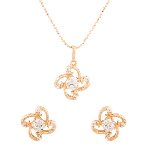 Rose Gold Floral Shaped Style Pendant Set 