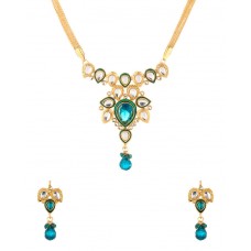 Traditional Green Blue Drop Necklace Set