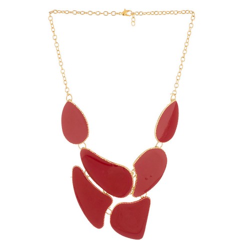 Handcrafted Lovely Red Geometry Statement Necklace