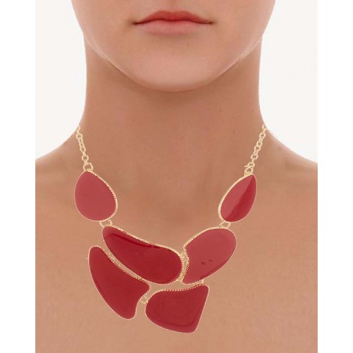 Handcrafted Lovely Red Geometry Statement Necklace