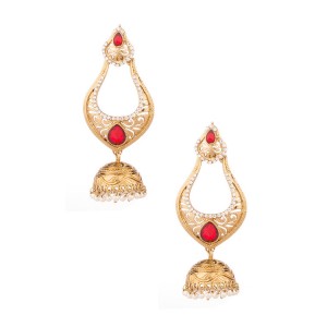 Beautifully Designed Yellow Gold Toned Jhumkis