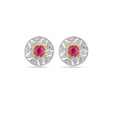 Cz Embellished Ear Studs In Gold Tone