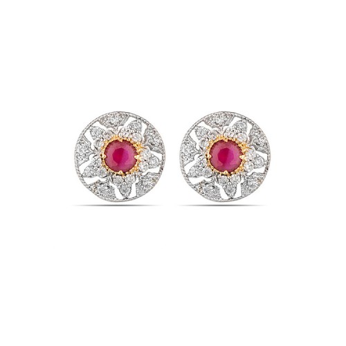 Cz Embellished Ear Studs In Gold Tone