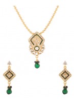 Cz Embellished Gold Toned Necklace Set