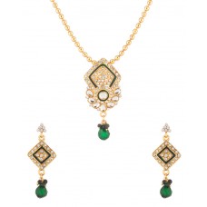 Cz Embellished Gold Toned Necklace Set