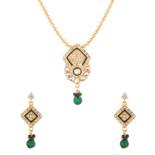 Cz Embellished Gold Toned Necklace Set