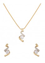 Gold Tone Pendant Set Studded With Pearl Beads