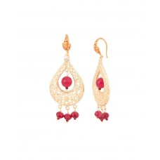 Jhumki Earring Embellished With Red Stones